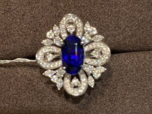 [1006]Real 18K White Gold Sapphire Ring