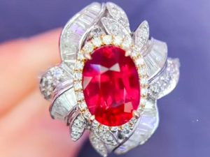 [1055]Real 18K Gold 3.02 CT Natural Unheated Pigeon's Blood Ruby Ring